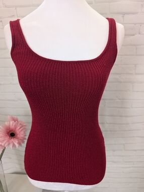Bebe Ribbed Tank Top in Deep Wine